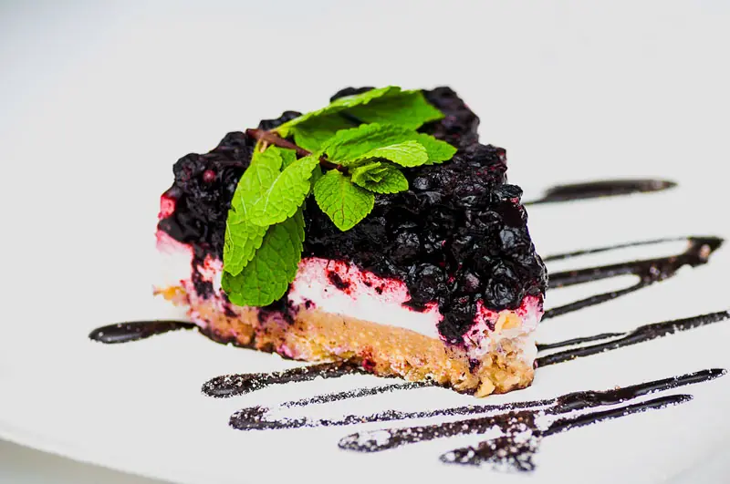 Slice of blueberry cheesecake