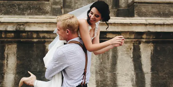 A couple on their wedding day
